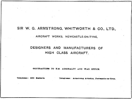 Armstrong Whitworth & Co  Manufacturers Of High Class Aircraft   