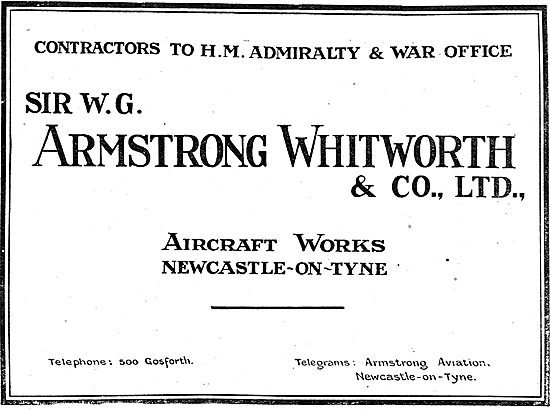 Armstrong Whitworth & Co Aircraft. Newcastle-On-Tyne             