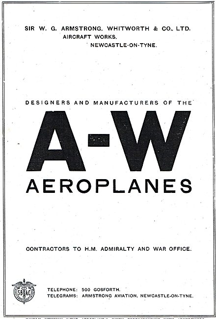 A-W. Designers & Manufacturers Of Aeroplanes                     