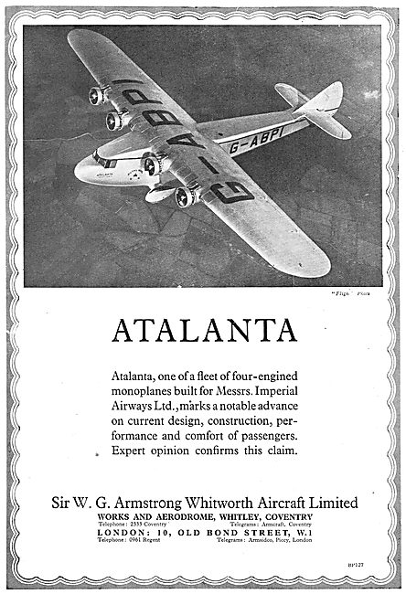 Armstrong Whitworth Atalanta  Airliners For Imperial Airways     