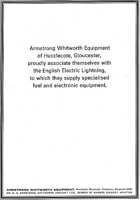 Armstrong Whitworth Equipment Of Hucclecote. EE Lightning        
