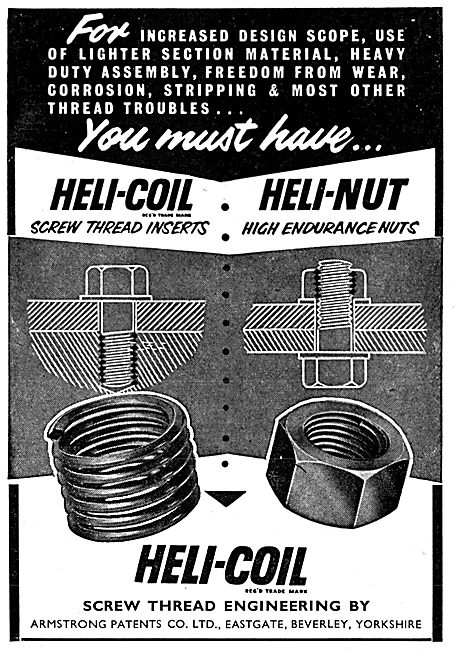 Armstrong Patents Heli-Coil Thread Inserts - Heli-Nut Nuts       