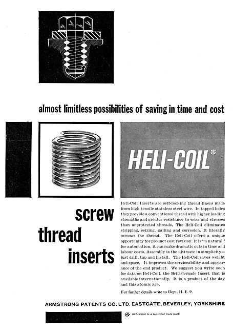 Armstrong Patents Heli-Coil Thread Inserts - Heli-Nut Nuts       
