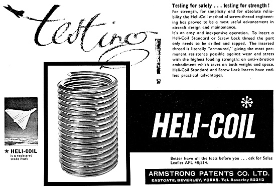 Armstrong Patents Helicoil Thread Insrets                        