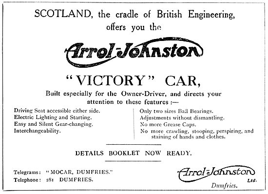 Arrol-Johnston Motor Cars. 1919                                  