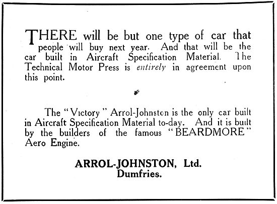 Arrol-Johnston VIctory Motor Car. 1919                           