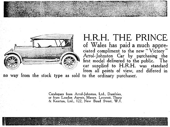 Arrol-Johnston VIctory Motor Car 1919 Advert                     