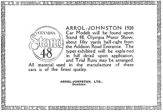 Arrol-Johnston Motor Cars.                                       