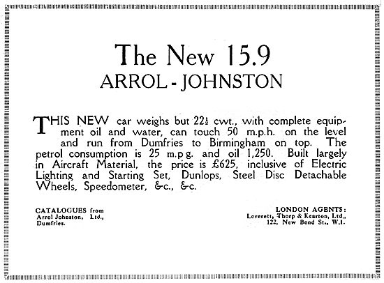 Arrol-Johnston 15.9 Motor Car. 1919                              