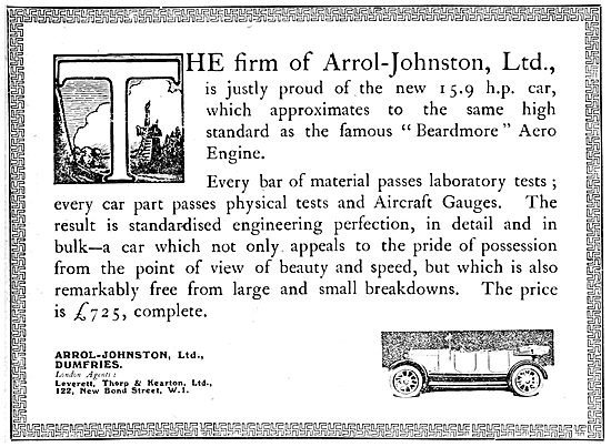 Arrol Johnston Motor Cars.1920                                   