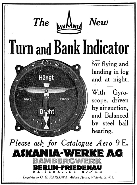 Askania Flight Instruments -  Askania Turn & Bank Indicator      