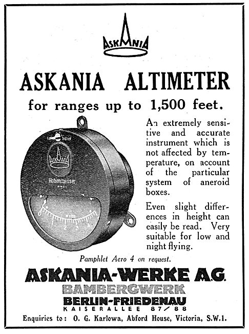 Askania Flight Instruments Askania Altimeter 1930                