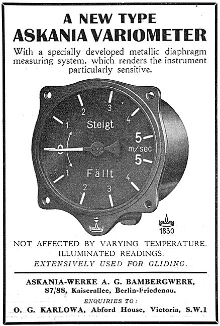 Askania Aircraft Variometer                                      