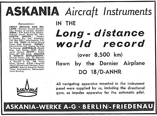 Askania Flight Instruments - Do18 D-AHNR                         