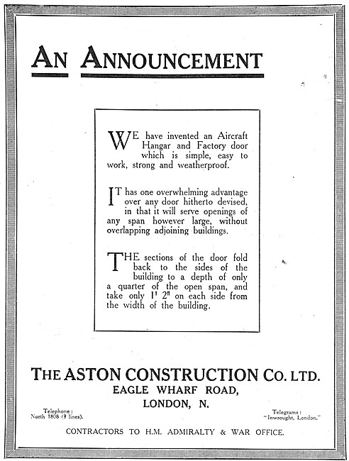 The Aston Construction Company. Hangar Doors                     