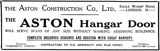 The Aston Construction Company. Hangar Doors 1917 Advert         