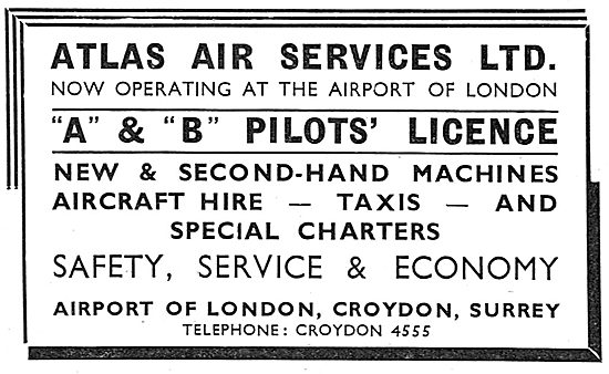 Atlas Air Services - Croydon. Training For Pilot's A & B Licences