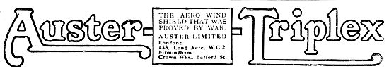 Auster-Triplex Aircraft Windshields 1920                         