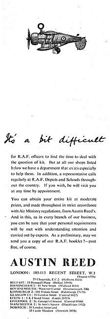 Austin Reed's Of Regent Street For RAF Officers Uniforms         