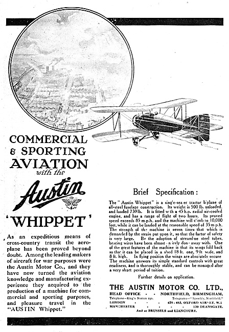 Austin Whippet Biplane 1920 Advert                               