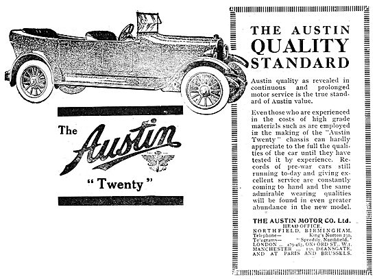 Austin Twenty 1919 Advert                                        