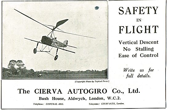 Cierva Autogiro - Safety In Flight - No Stalling Ease Of Control 