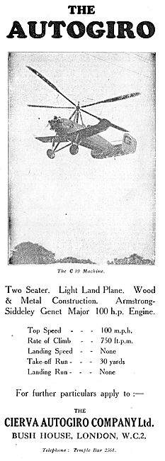 Cierva Autogiro - C19. Armstrong Siddeley Genet Major.           