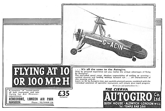 Learn To Fly The Cierva Autogiro At Hanworth. G-ACIN             