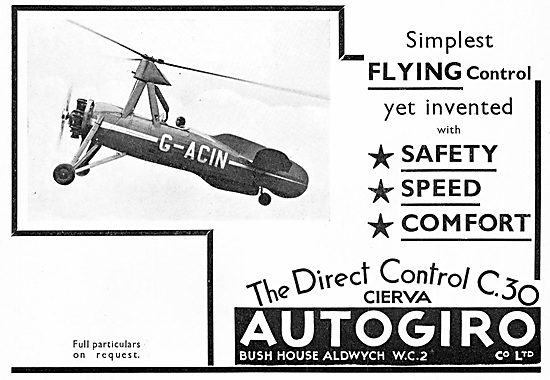 Cierva C.30 Autogiro  1934 Advert   G-ACIN                       