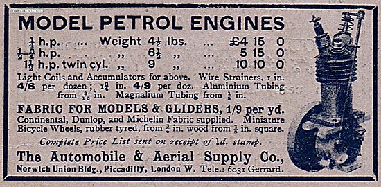 The Automobile & Aerial Supply Co: Model Aeroplane Petrol Engines