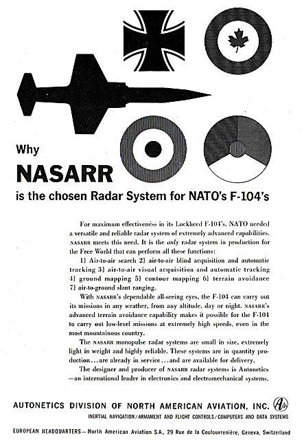 North American Aviation - Autonetics Radars For The F-104        