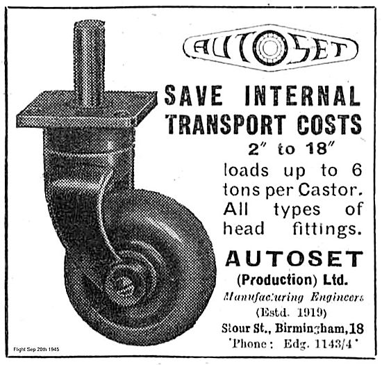 Autoset 2 to 18 Inch Castors For Internal Transport              