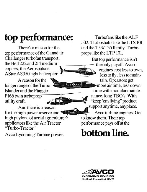 Avco Lycoming Gas Turbine Engines 1978                           