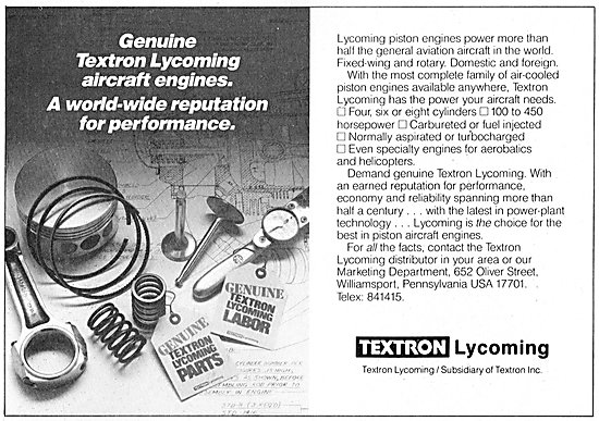 Textron Lycoming Aero Engines                                    