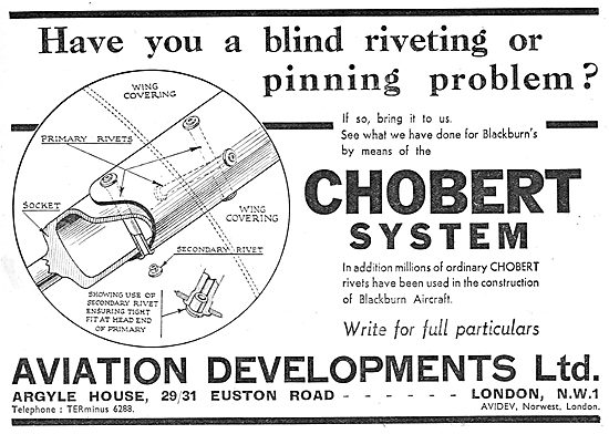 Aviation Developments Chobert Riveting System 1939               