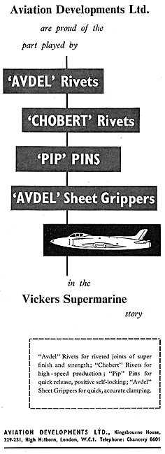 Aviation Developments Avdel Rivets, Chobert, Pip Pins            