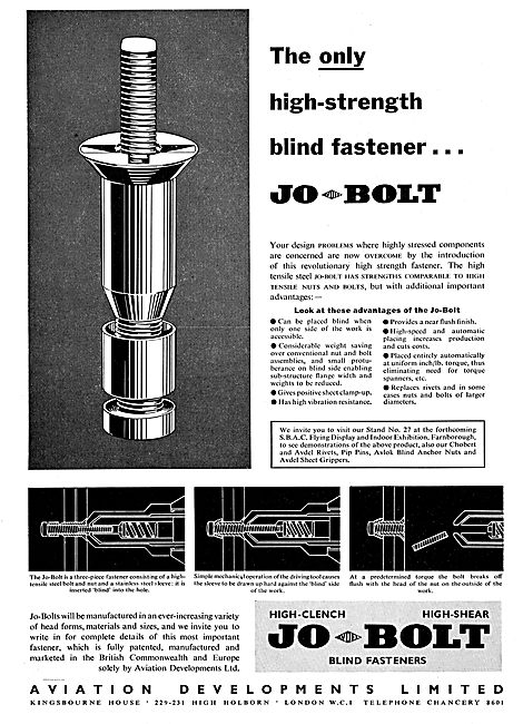 Aviation Developments Hi Clench Hi Shear Avdel Jo Bolt           