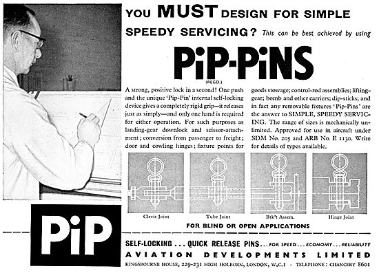 Aviation Developments. Pip-Pins, Avlok Nuts, Eyelets, Jo-Bolts   