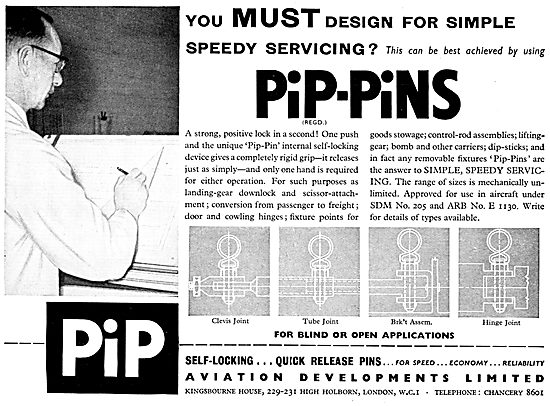 Aviation Developments. Avdel Riveting System. Pip-Pins           