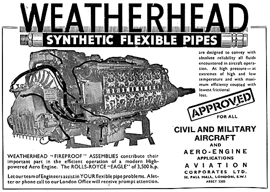 Aviation Corporates Weatherhead Synthetic Flexible Pipes         