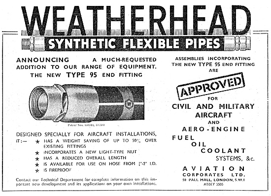 Aviation Corporates Weatherhead Synthetic Flexible Pipes         