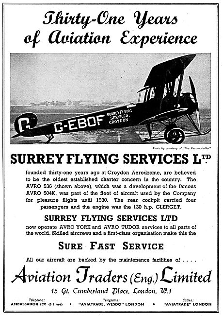 Aviation Traders Surrey Flying Services 1952                     