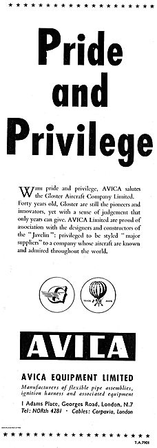 Avica Flexible Pipes Specifed For The Gloster Javelin            