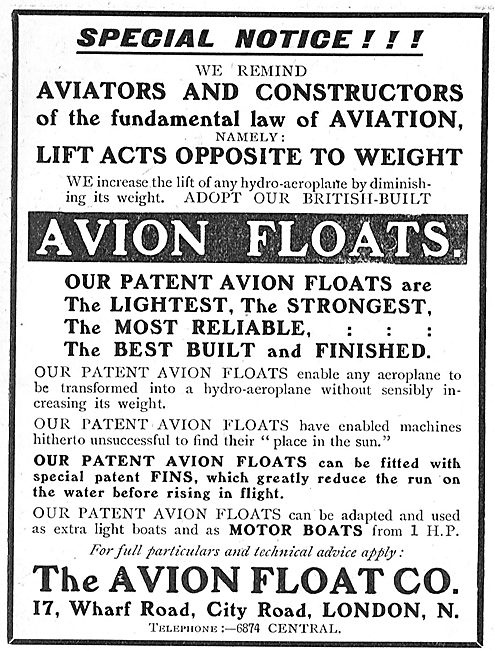 The Avion Float Co - Avion Aeroplane Floats                      