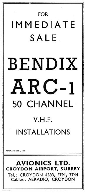 Avionics Ltd. Croydon  Bendix ARC-1 50 Channel VHF Installations 