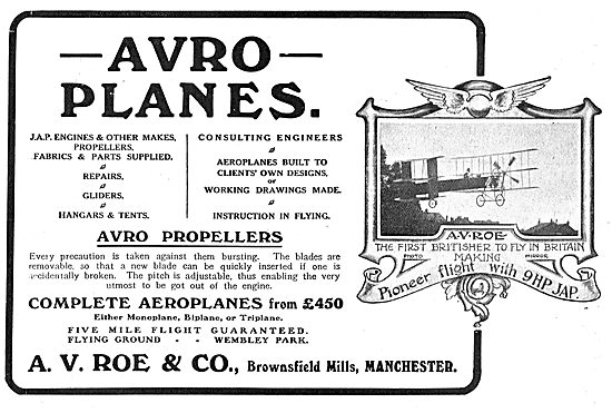 Avro - Complete Aeroplanes From £450 (Monoplane to Triplane)     