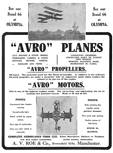 See Avro Planes, Motors & Propellers At Olympia                  