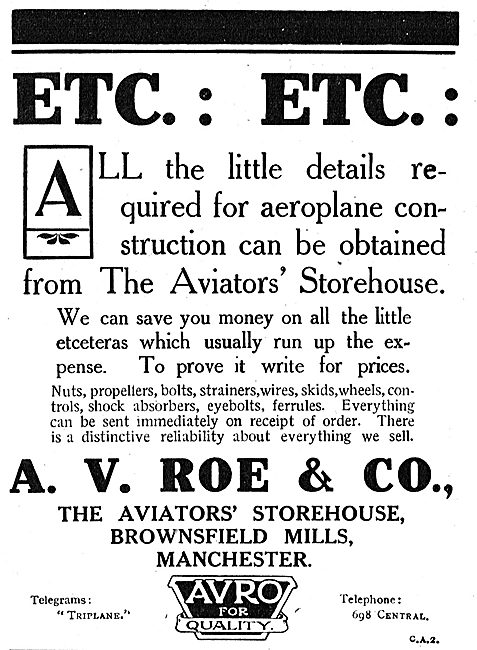 Avro - We Can Save You Money At The Aviators' Storehouse         