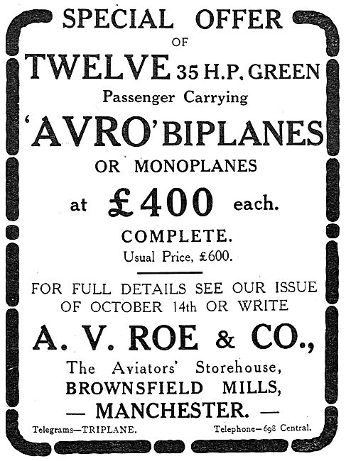 Avro Biplane - 35 HP Green                                       
