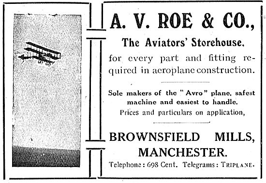 Avro Aviators' Storehouse For Every Aeroplanes Part And Fitting  
